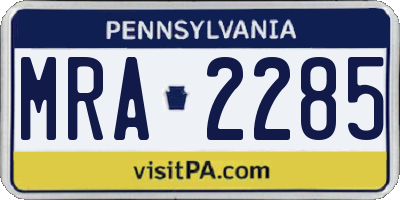 PA license plate MRA2285