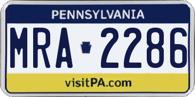PA license plate MRA2286
