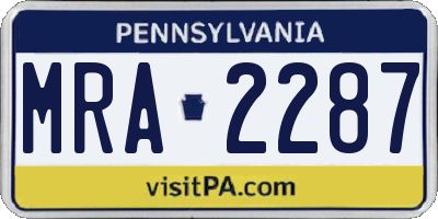 PA license plate MRA2287