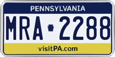 PA license plate MRA2288