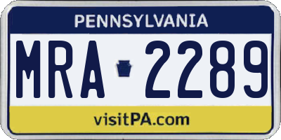 PA license plate MRA2289
