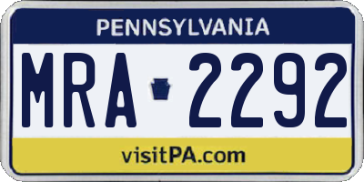 PA license plate MRA2292