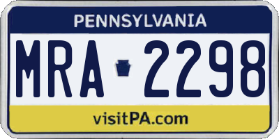 PA license plate MRA2298