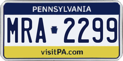 PA license plate MRA2299