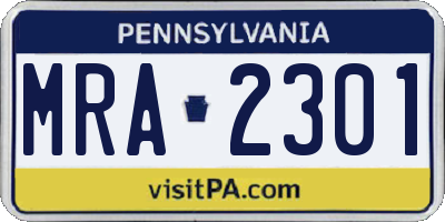PA license plate MRA2301