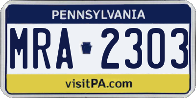 PA license plate MRA2303