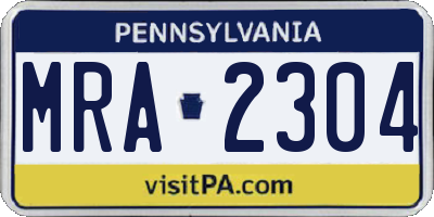 PA license plate MRA2304