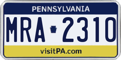 PA license plate MRA2310