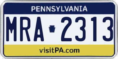 PA license plate MRA2313