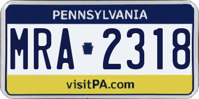 PA license plate MRA2318