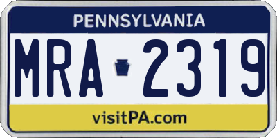 PA license plate MRA2319