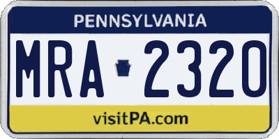 PA license plate MRA2320
