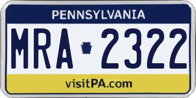 PA license plate MRA2322