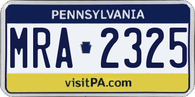 PA license plate MRA2325