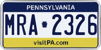 PA license plate MRA2326