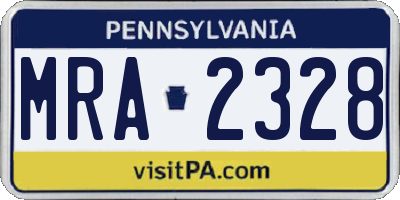 PA license plate MRA2328