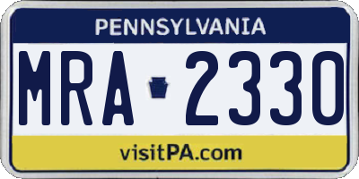 PA license plate MRA2330