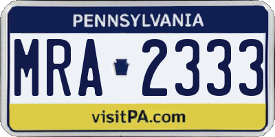 PA license plate MRA2333