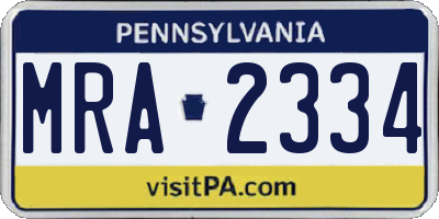 PA license plate MRA2334