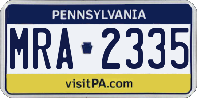 PA license plate MRA2335