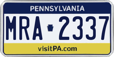 PA license plate MRA2337