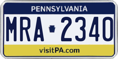 PA license plate MRA2340
