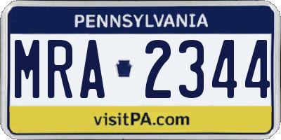 PA license plate MRA2344