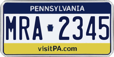 PA license plate MRA2345