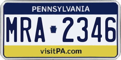 PA license plate MRA2346