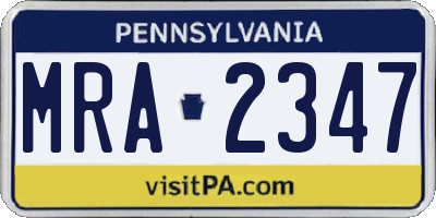 PA license plate MRA2347