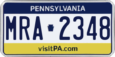 PA license plate MRA2348