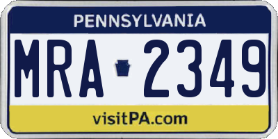 PA license plate MRA2349
