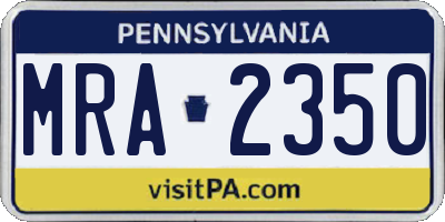 PA license plate MRA2350