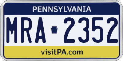 PA license plate MRA2352