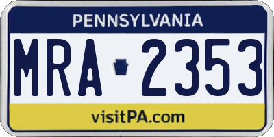 PA license plate MRA2353