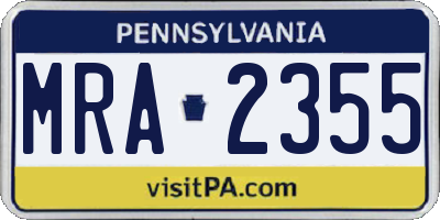 PA license plate MRA2355