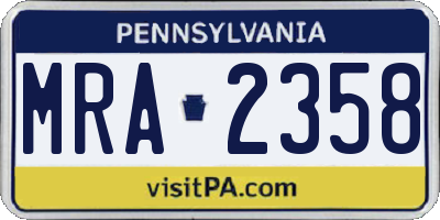 PA license plate MRA2358