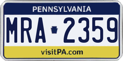 PA license plate MRA2359