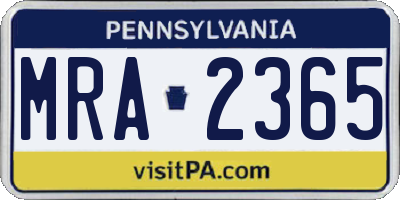 PA license plate MRA2365