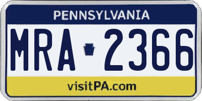 PA license plate MRA2366
