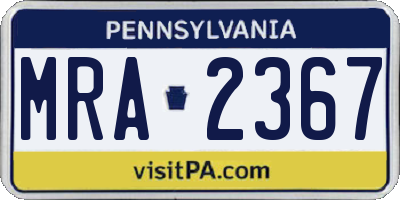 PA license plate MRA2367