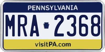 PA license plate MRA2368
