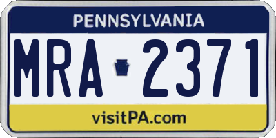 PA license plate MRA2371