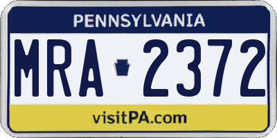 PA license plate MRA2372