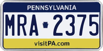 PA license plate MRA2375