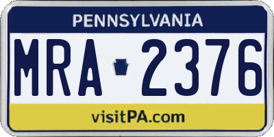 PA license plate MRA2376