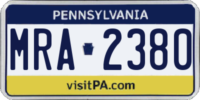 PA license plate MRA2380