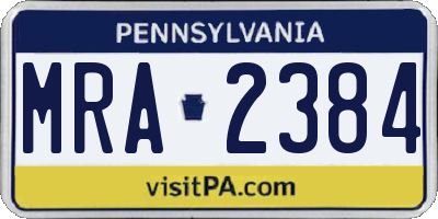 PA license plate MRA2384