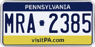 PA license plate MRA2385