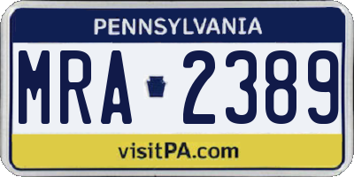 PA license plate MRA2389